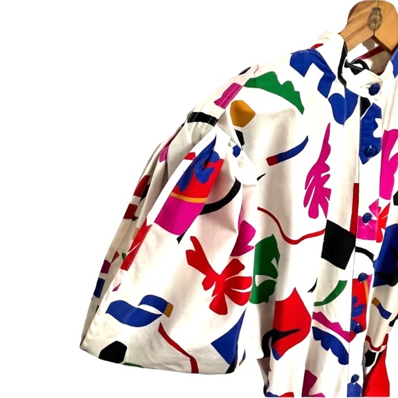 Vintage 80s Cristina and Jan Barbolio Pop Art Drop Waist Dress with Belt - Picture 6 of 16